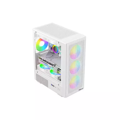 PC Power Air X Mesh Mid-Tower M-ATX Gaming Case (White) - 2