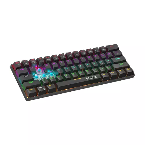 BAJEAL BK61 (60%) Wireless / Wired Blue Switches RGB Mechanical Keyboard (Hot-Swappable) - 1