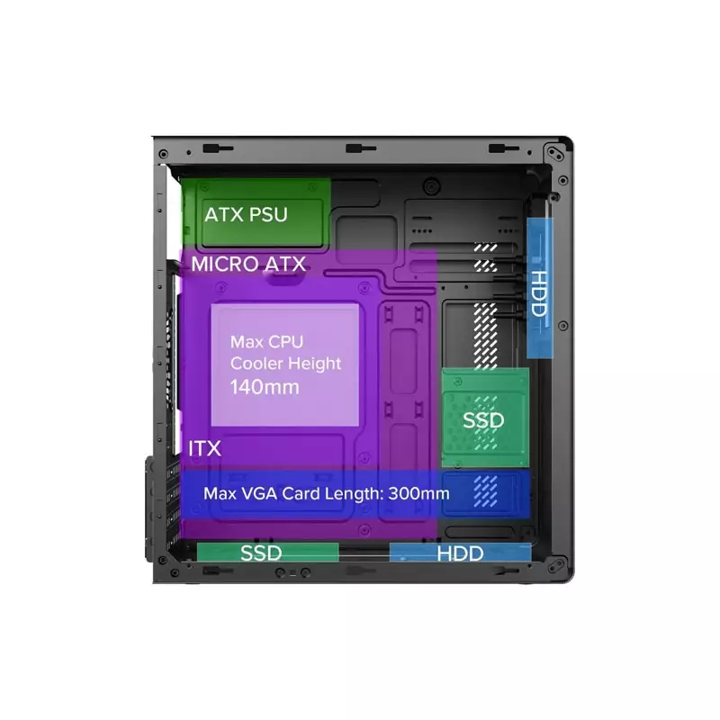 PC POWER PC401 MINI ATX DESKTOP CASING WITH PSU - 2