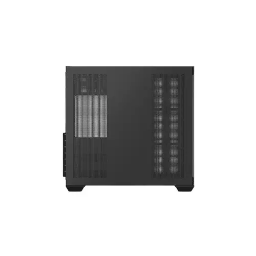 PC POWER DARK WOOD Mid Tower ATX Tempered Glass Desktop Case With 10 Pre-Installed Fans - 5