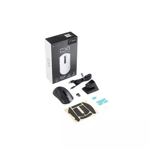 Tecware EX1 Tri-Mode Wireless Lightweight Gaming Black Mouse with RGB Charging Dock - 0