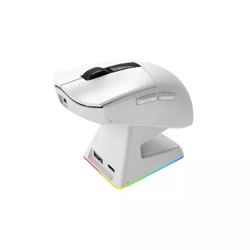 Tecware EX1 Tri-Mode Wireless Lightweight Gaming White Mouse with RGB Charging Dock - 0