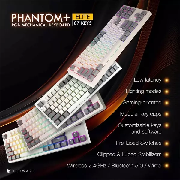 TECWARE ELITE Phantom+ 87-Key Wireless Mechanical Keyboard - 1