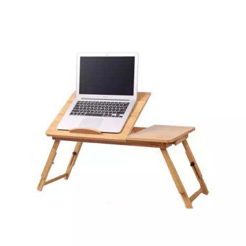 Bamboo Wood Foldable Laptop Desk With 2-cooling Pad Fan - 0