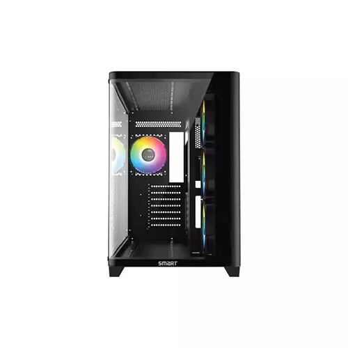 SMART A400B Curved Tempered Glass 4 Pre- Installed ARGB Fans Mid Tower ATX Gaming Case - 1