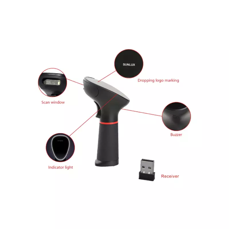 SUNLUX XL-9600 2D WIRELESS BARCODE SCANNER - 1