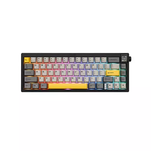 Ajazz AK650 RGB Hot Swappable Tri Mode Mechanical Keyboard With Display Screen and Knob - White Purple - 1