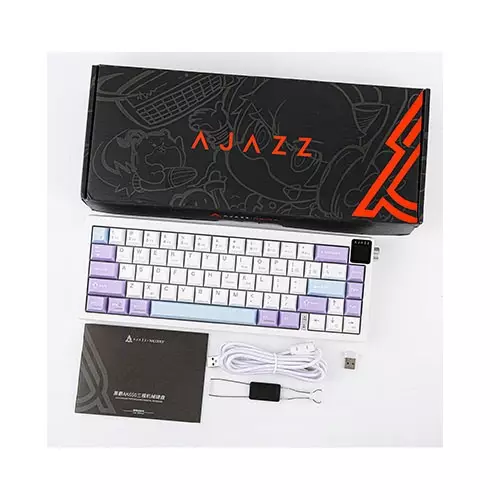 Ajazz AK650 RGB Hot Swappable Tri Mode Mechanical Keyboard With Display Screen and Knob - White Purple - 6
