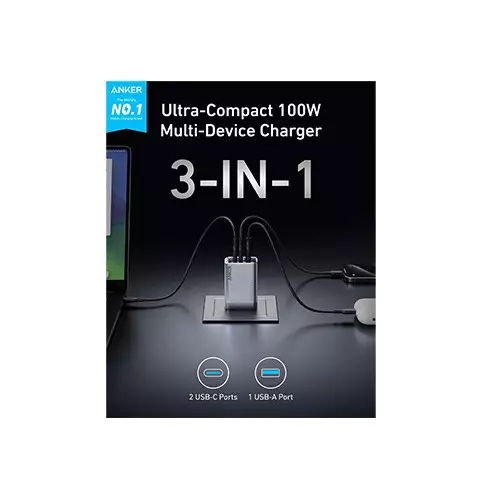 Anker Prime 100W GaN 3 Ports USB-C Fast Charger - 1