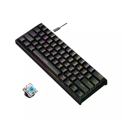 LEAVEN K620 WIRED MECHANICAL KEYBOARD FULL BLACK - 1