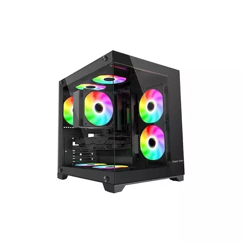 Power Train G777 Mid Tower ATX Gaming Desktop Case (Black) - 1