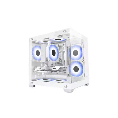 Power Train G777 Mid Tower ATX Gaming Desktop Case (White) - 1