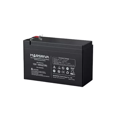 Marsriva MR-PBU12-9 12V 9.0Ah Valve Regulated Sealed Lead-Acid Battery - 1