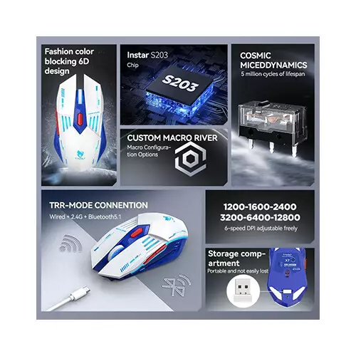 T-WOLF X7 Tri-mode LED Lighting Gaming Mouse - 1