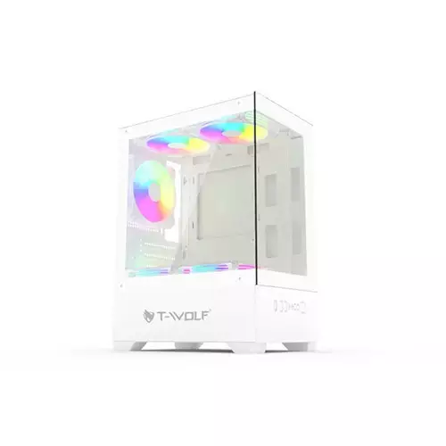 T-Wolf Ice Cooler X5 ARGB M-ATX Mid Tower Gaming Casing (White)