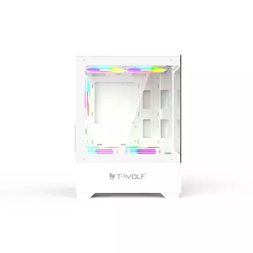 T-Wolf Ice Cooler X5 ARGB M-ATX Mid Tower Gaming Casing (White) - 1
