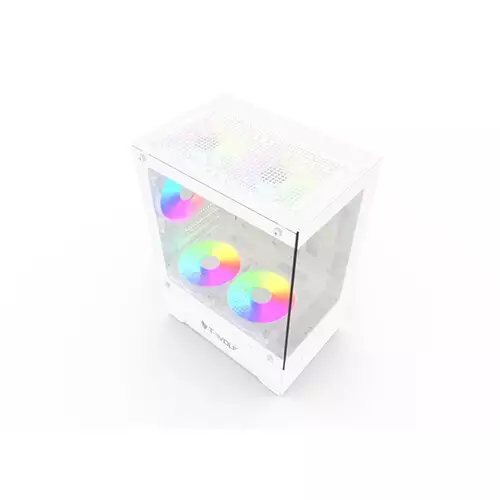T-Wolf Ice Cooler X5 ARGB M-ATX Mid Tower Gaming Casing (White) - 2