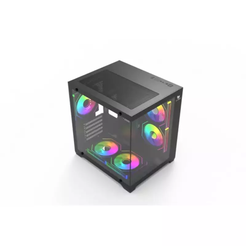 T-Wolf Mystery Box NV X5 Infinity ARGB M-ATX Gaming Case (Black) - 2