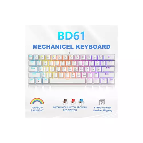 Zifriend BD61 Wired Mechanical Gaming keyboard - Lightning White (Blue Switch) - 1