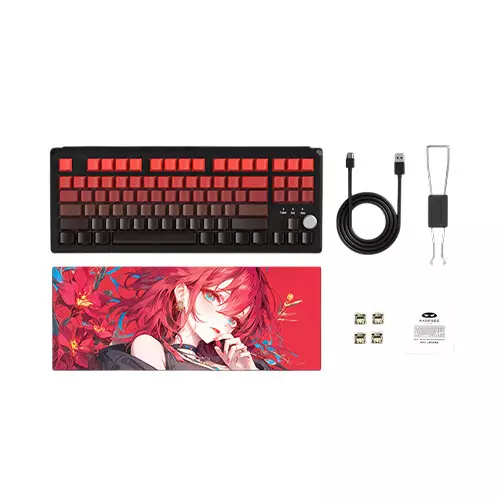 Magegee SKY87 Tri-mode Side-printed Gasket Mounted Mechanical Keyboard (Red & Black) - 1