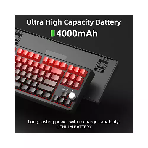 Magegee SKY87 Tri-mode Side-printed Gasket Mounted Mechanical Keyboard (Red & Black) - 4