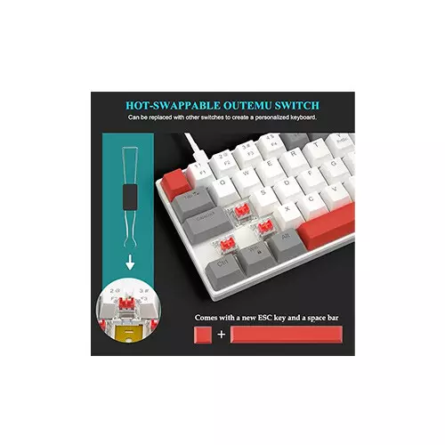 MageGee STAR 61 Wired Mechanical Gaming Keyboard (Red Switch) - 3