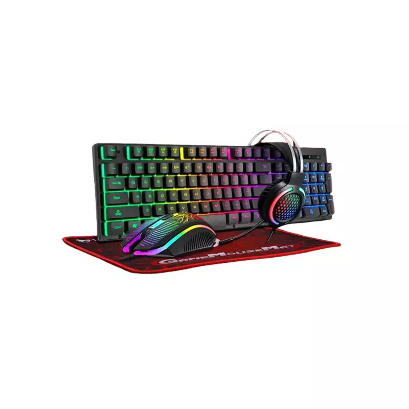 T-WOLF TF400 GAMING KEYBOARD MOUSE HEADSET MOUSE PAD 4 IN 1 COMBO - 1