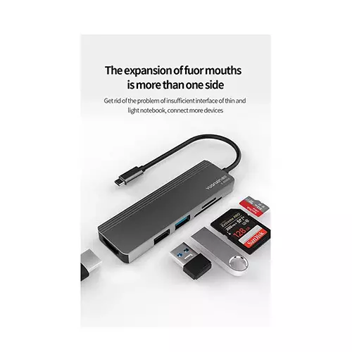 Yuanxin X-80505 Multiport 5 in 1 Aluminium Type C Hub - 2