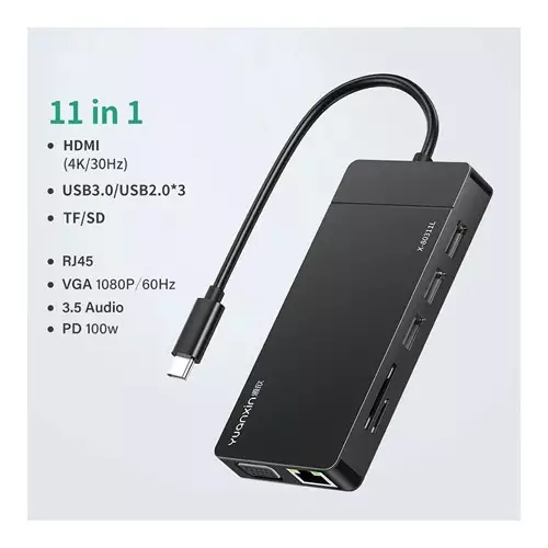 Yuanxin Type-C Male to HDMI SD & PD Female Black Converterer - 1