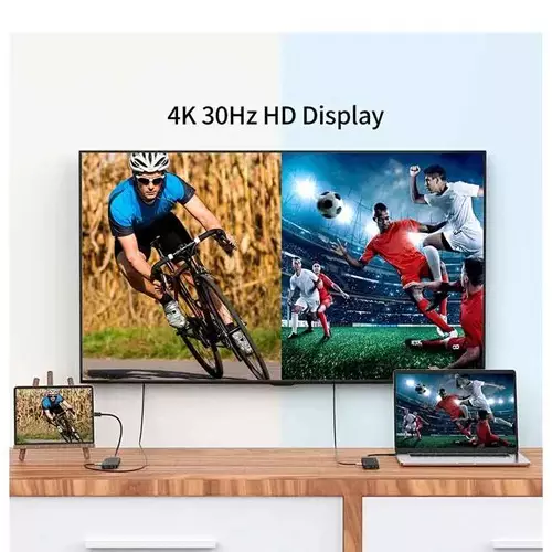 Yuanxin Type-C Male to HDMI SD & PD Female Black Converterer - 2