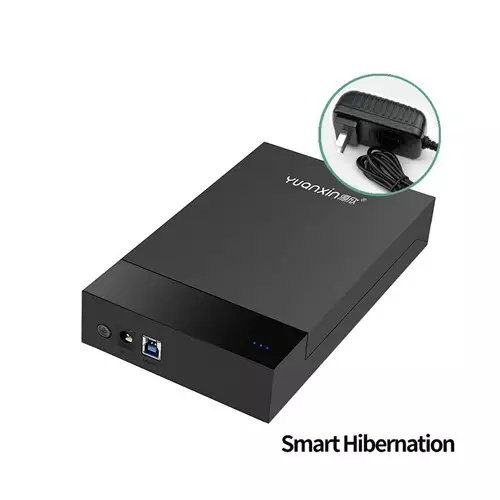Yuanxin 3.5 Inch SATA HDD Enclosure with Power Adapter black - 1