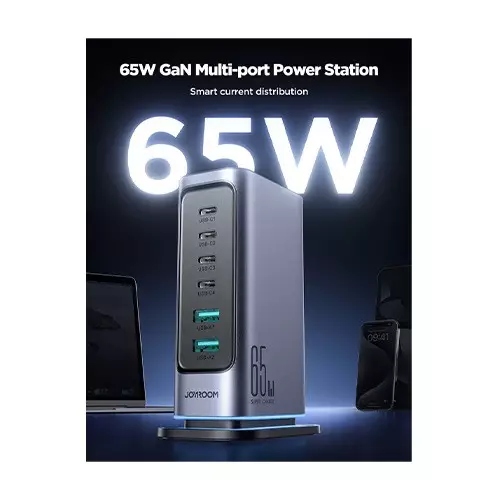 JOYROOM JR-TCM02 65W Gan Multi-port EU Plug Power Station - 1