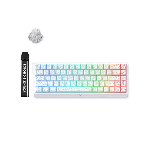 MCHOSE Ace 68 Esports Hall Effect Wired Gaming Keyboard - Ice Rhino Magnetic Switch (White Topographic)