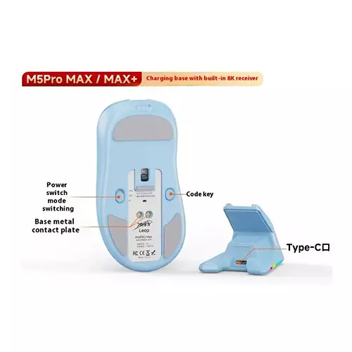 Lingbao M5 Pro Max 8KHz Ultra-Fast Tri-Mode Wireless Gaming Mouse - Blue - 0