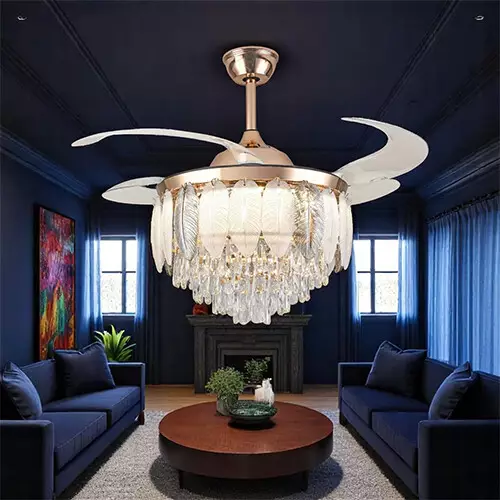 Qulik Q-T8255 48 Inch Decorative Chandelier Ceiling Fan with Light and Remote - 1