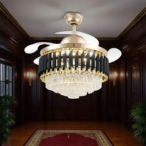 Qulik Q-T7456 48 Inch Decorative Chandelier Ceiling Fan With Light and Remote - 1