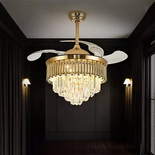 Qulik Q-K6036 48 Inch Decorative Chandelier Ceiling Fan With Light and Remote - 1