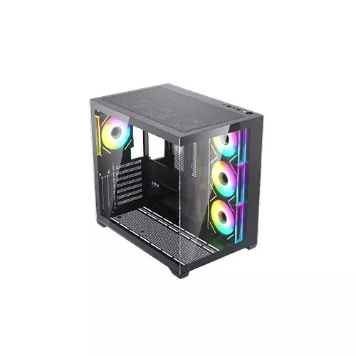 Maxcool PANDA MC7 Mid-Tower ATX Gaming Black Computer Case With 7 Infinity ARGB Fans - 3