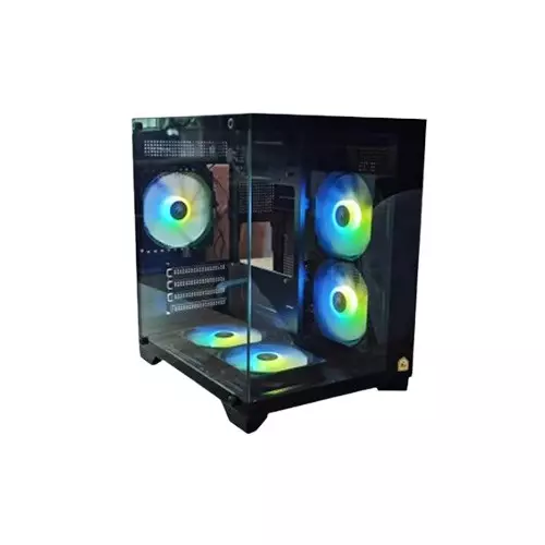 Wintech PANDORAS BOX X2 Pre-Install 5 Colourful ARGB Fan M-ATX Gaming PC Casing (Black) - 1