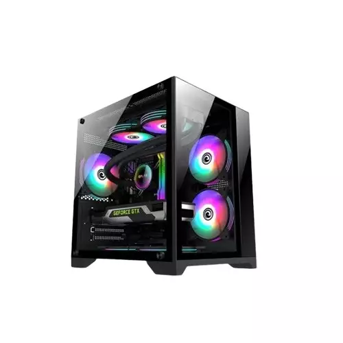 Wintech Skyview X2 ARGB M-ATX Mid Tower Temperred Glass Gaming Desktop Case (Black)