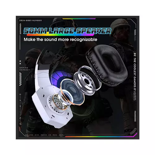 ONIKUMA K8 Wired Stereo Gaming Headphones (White) - 3