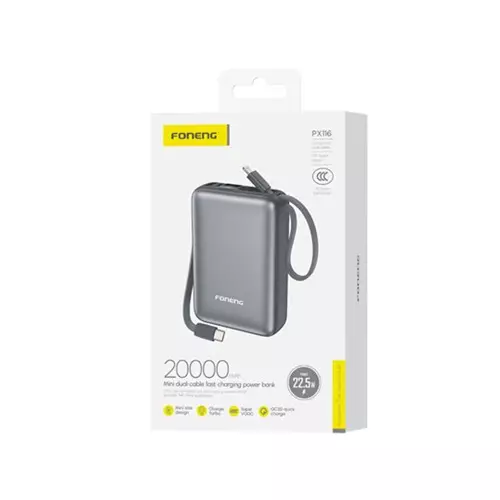 Foneng PX116 20000mAh Mini 22.5W Power Bank with LCD Display - 1
