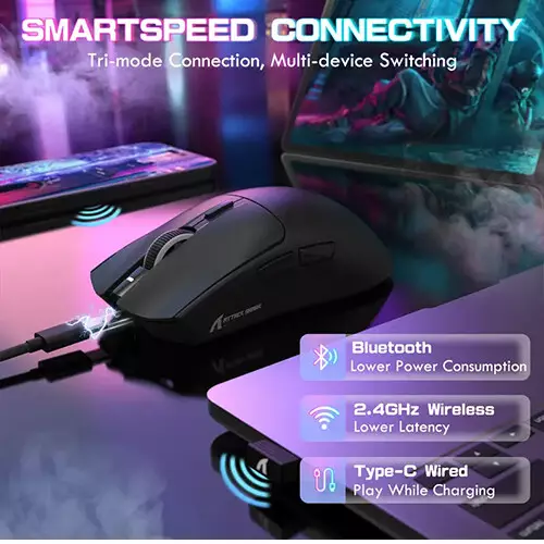 ATTACK SHARK X1 Tri-Mode Wireless Gaming Mouse with Charging Dock - 1