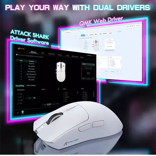 ATTACK SHARK X1 Tri-mode Wireless Gaming Mouse with Charging Dock (White) - 0