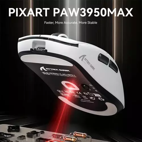 ATTACK SHARK R6 8K Tri-Mode 42000 DPI Gaming Mouse (White) - 2