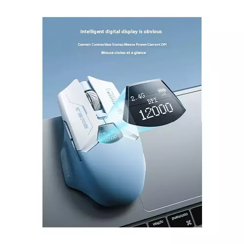 LINGBAO M8 Tri-Mode Wireless Gaming Mouse with Display (Blue) - 1