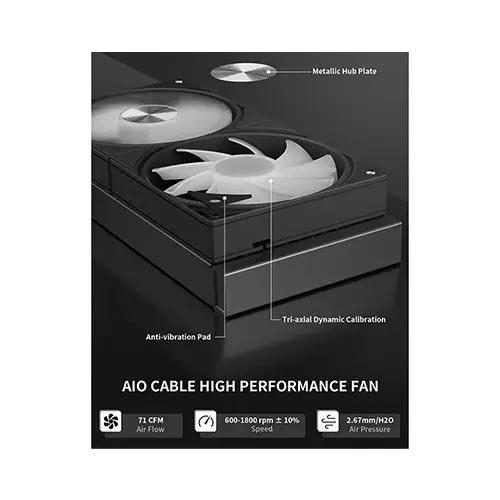 upHere E240KC 240mm ARGB AIO Liquid CPU Cooler (Black) - 2