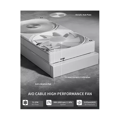 upHere E240TC 240mm ARGB AIO Liquid CPU Cooler (White) - 2
