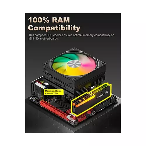 upHere H85KC6 ARGB CPU Air Cooler (Black) - 3