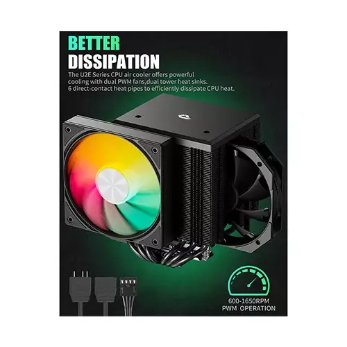 upHere UE2KC6 ARGB CPU Air Cooler (Black) - 1